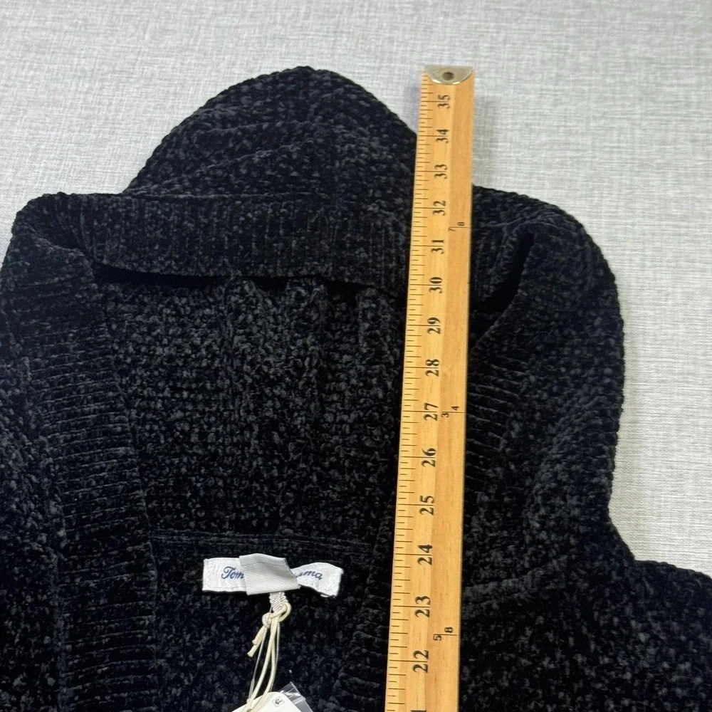 Tommy Bahama Island Luna Chenille Hooded Pullover Sweatshirt Womens Large Black